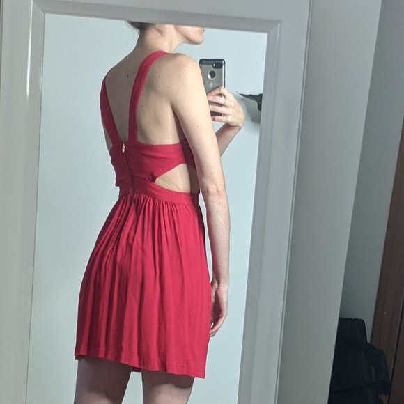 Coincidence & Chance Red Cutout Mini Skater Dress - Picture 5 of 8